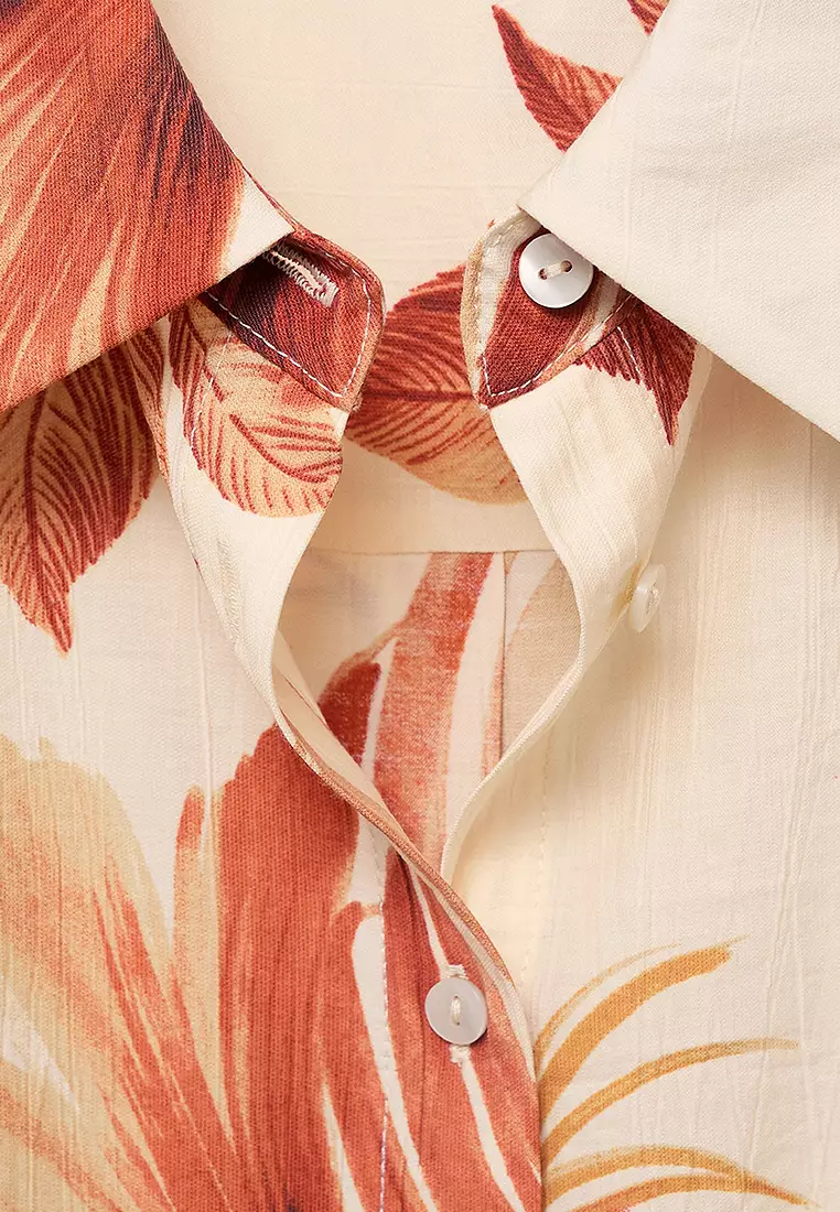 Palm-Tree Shirt With Three-Quarter Sleeves