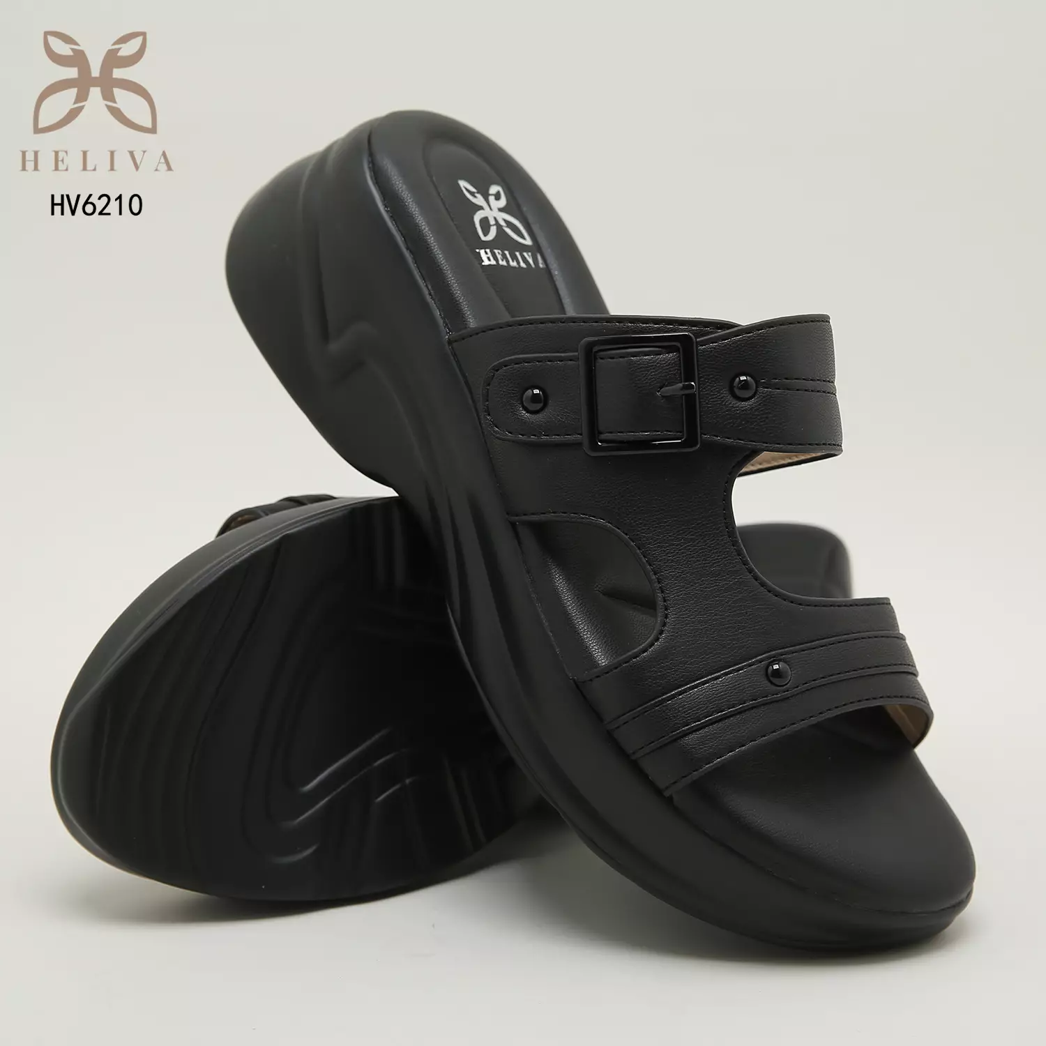 Heliva Julia Slide Slip On Wedges Double Strap Sol 5 cm