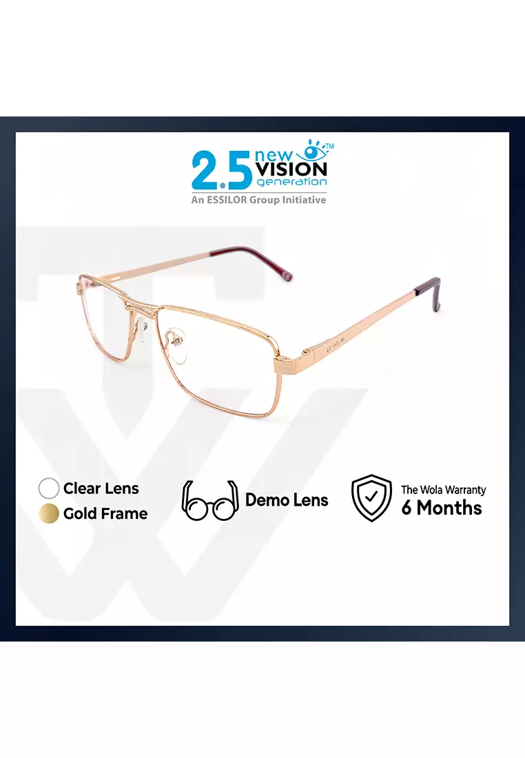 OPH Men's Rectangle Frame Gold Metal Optical Frame with Demo Lens OPH10209