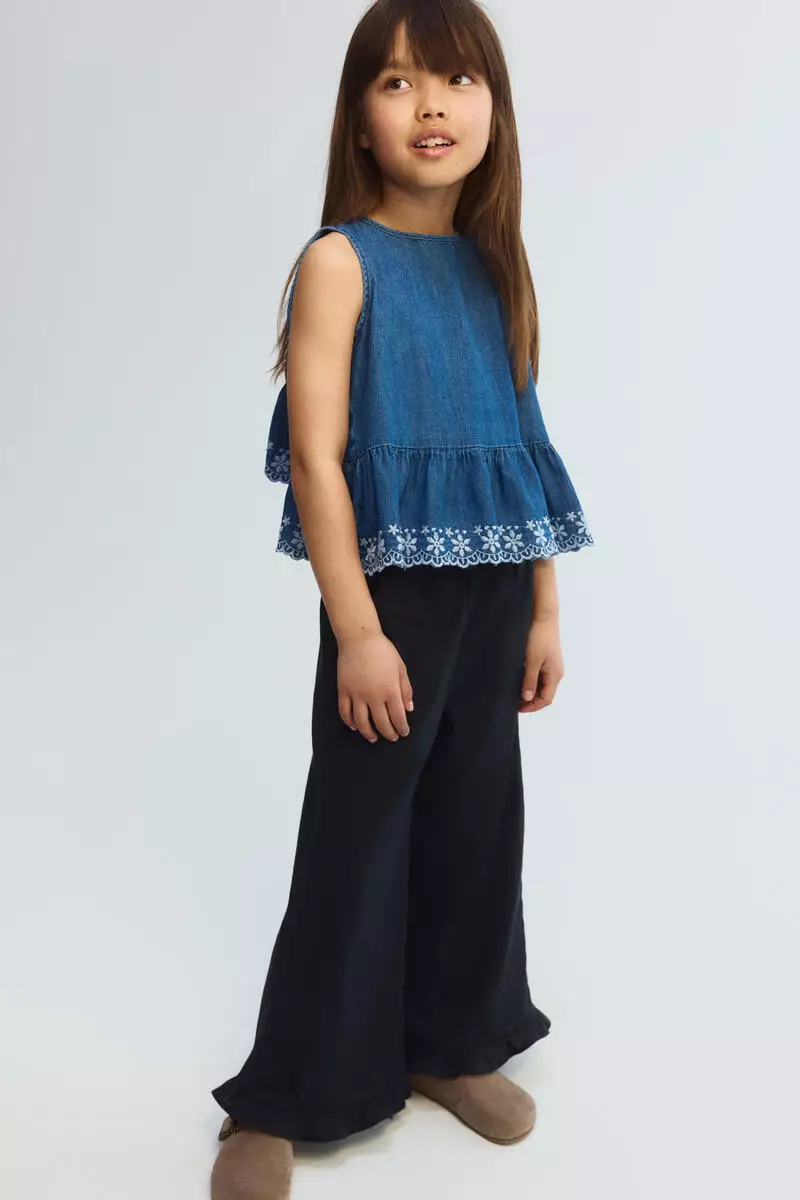 Linen-blend drawstring trousers