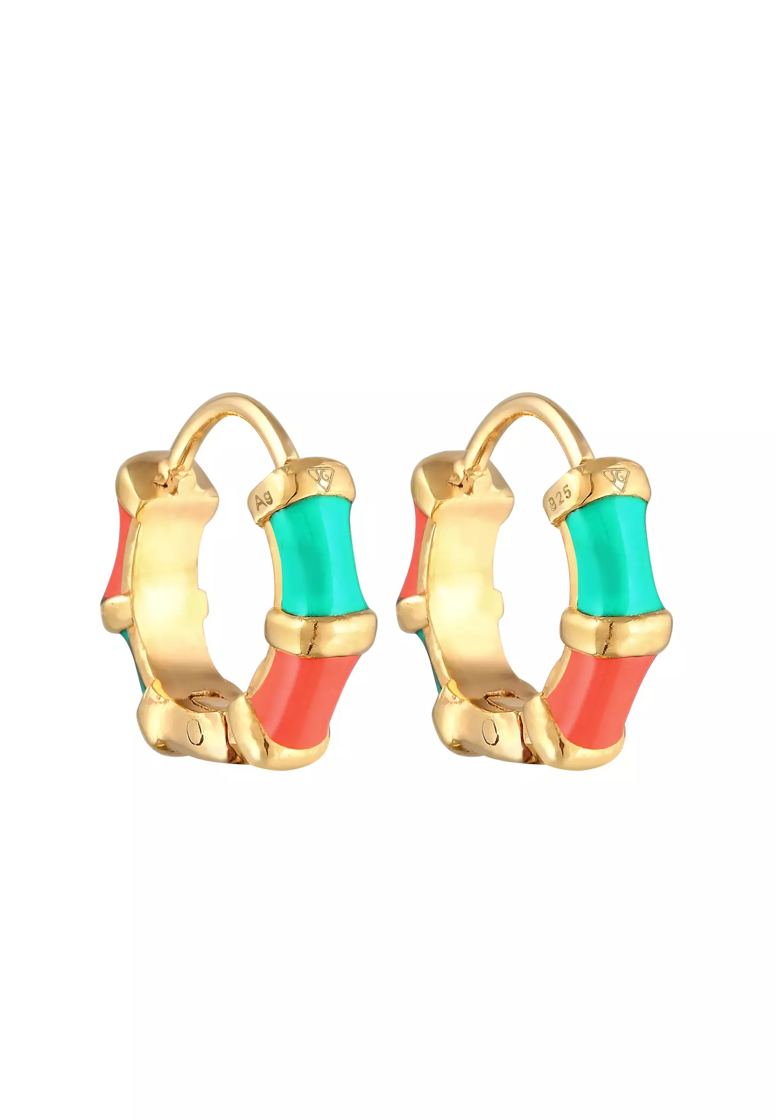 耳环克里奥尔人趋势彩色搪瓷金镀金