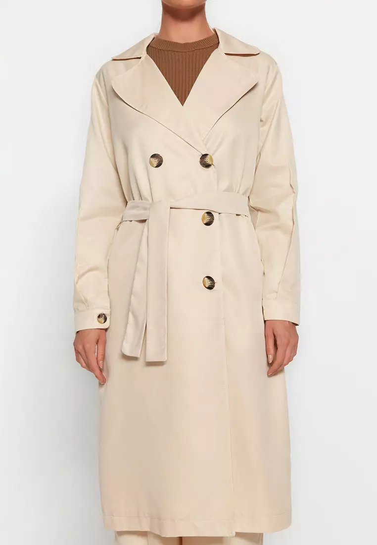 Water-repellent Long Trench Coat