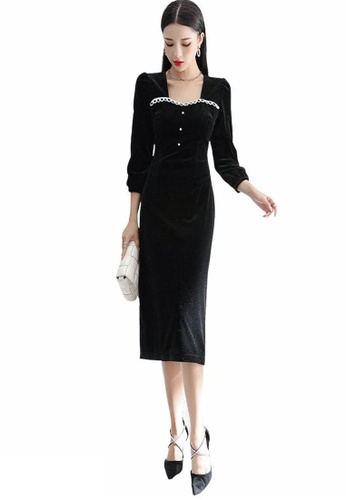 Crystal Korea Fashion Temperament Waist Slimming Velvet One Piece Dress Black Party Dress 21 Buy Crystal Korea Fashion Online Zalora Hong Kong