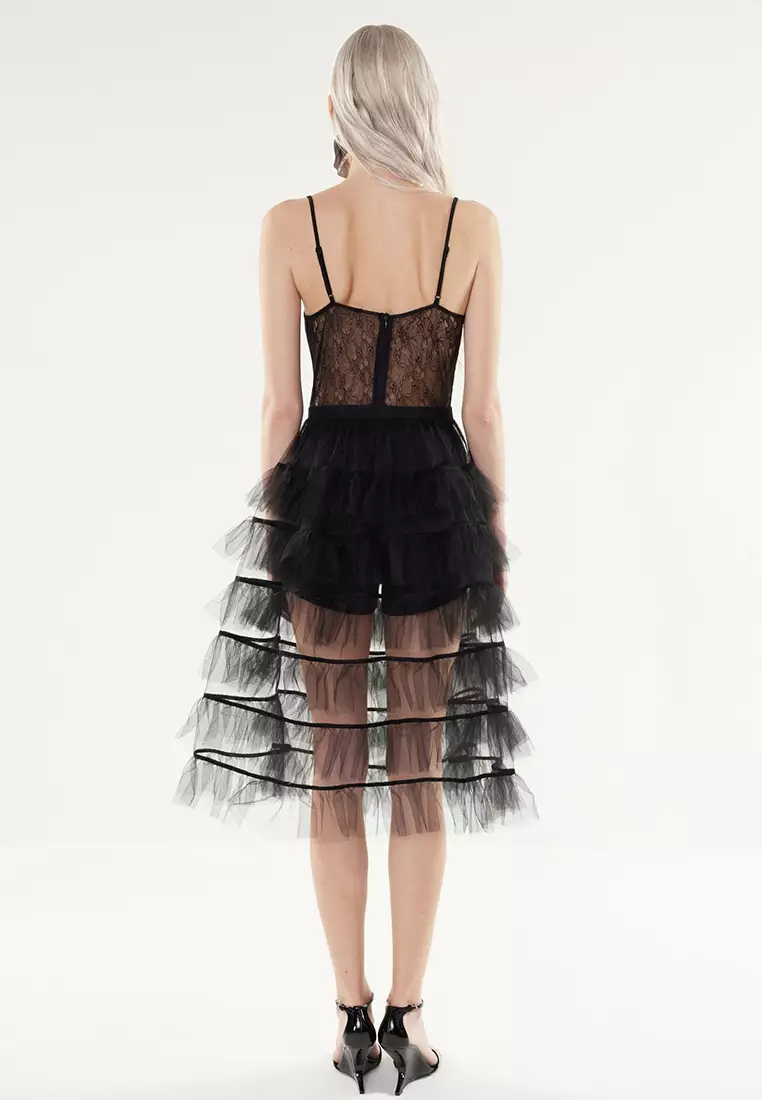 X Artificial Intelligence Black A-Line Woven Tulle Elegant Evening Prom Dress TPRSS24EL00239