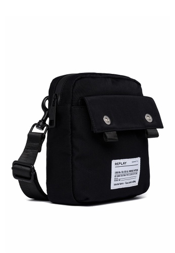 REPLAY black REPLAY TWILL CROSSBODY BAG WITH FLAP B634FACEE82372GS_1