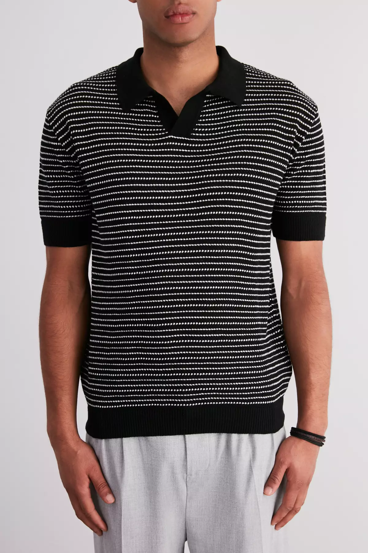Stripe Knitted Polo Shirt