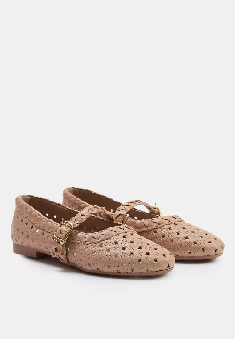 Weaved Mary Jane Flats