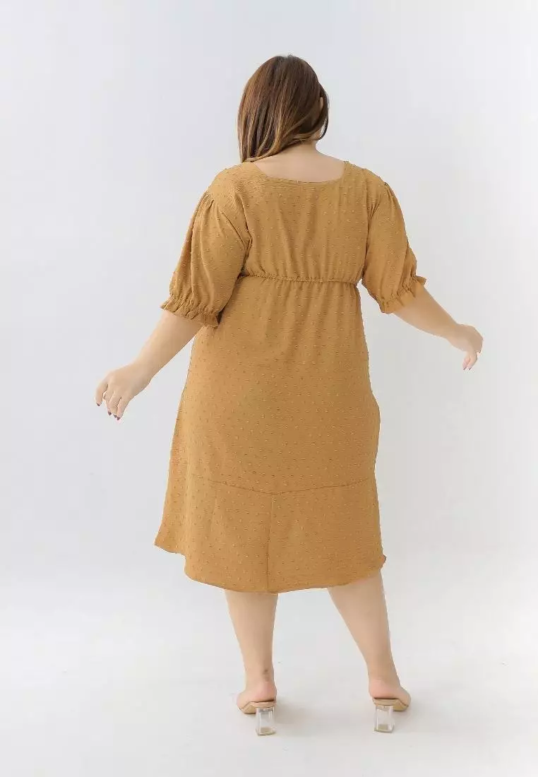 Plus Size Dress Clarissa Mustard