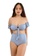 PINK N' PROPER blue Hestia Ribbed Off Shoulder Puff Sleeve High Waist Bikini Set in Pastel Blue 17BBCUSBAAA701GS_1