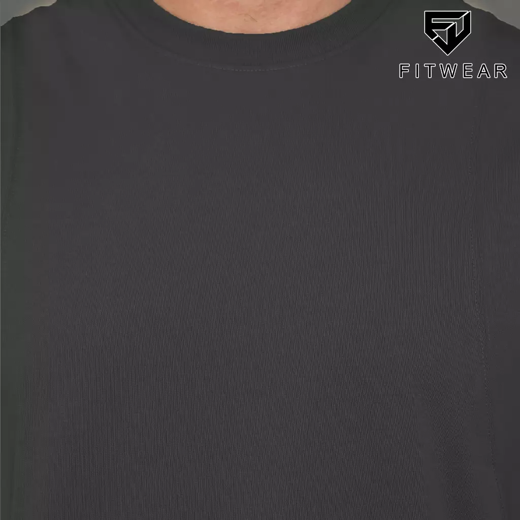 Fitwear Muscle Tee Olahraga Pria Fitwear ZAYAN COTTON ROUND NECKLINE - DARK GREY