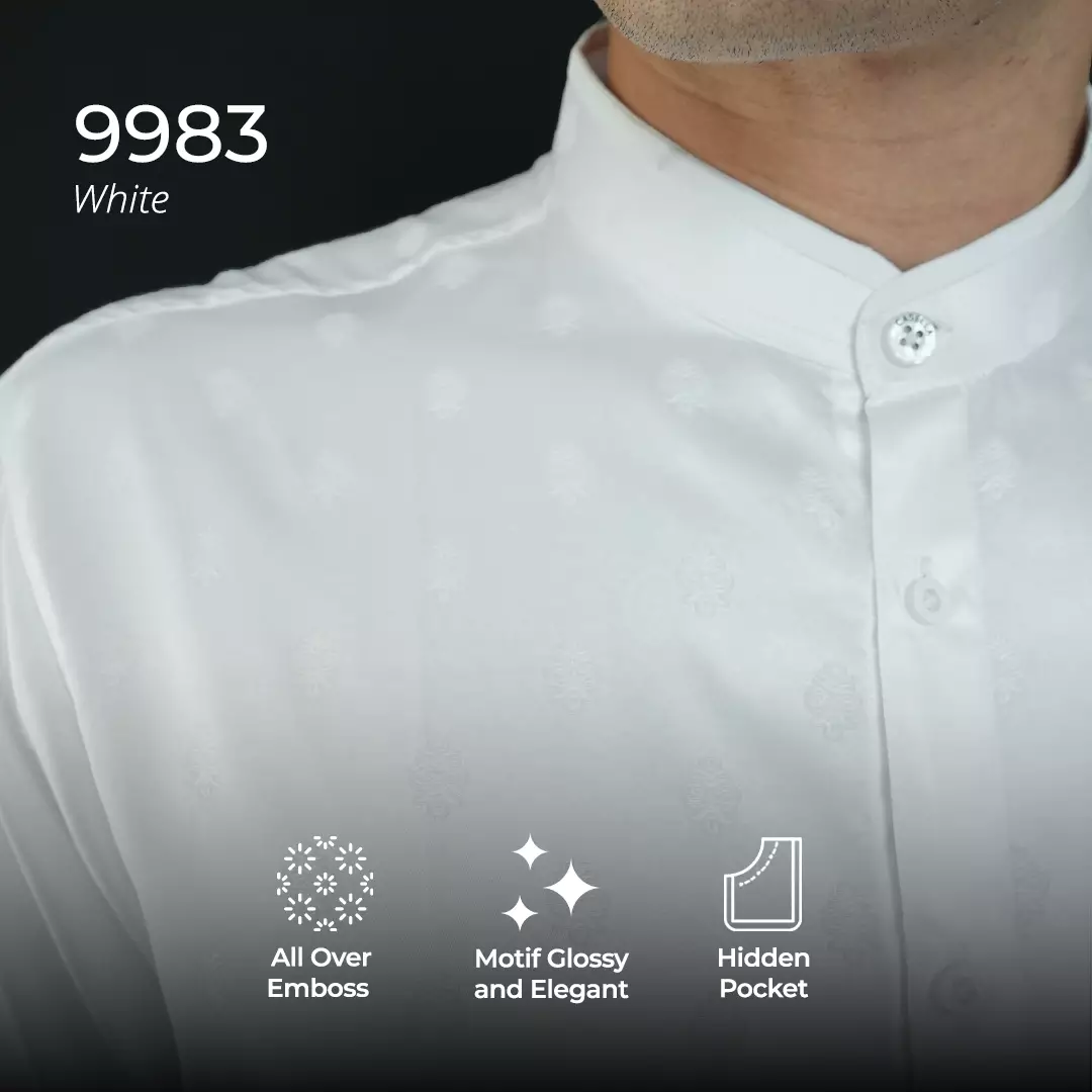 Casella Baju Koko Pria Lengan Panjang | Baju Koko Batik Syam 9983 White