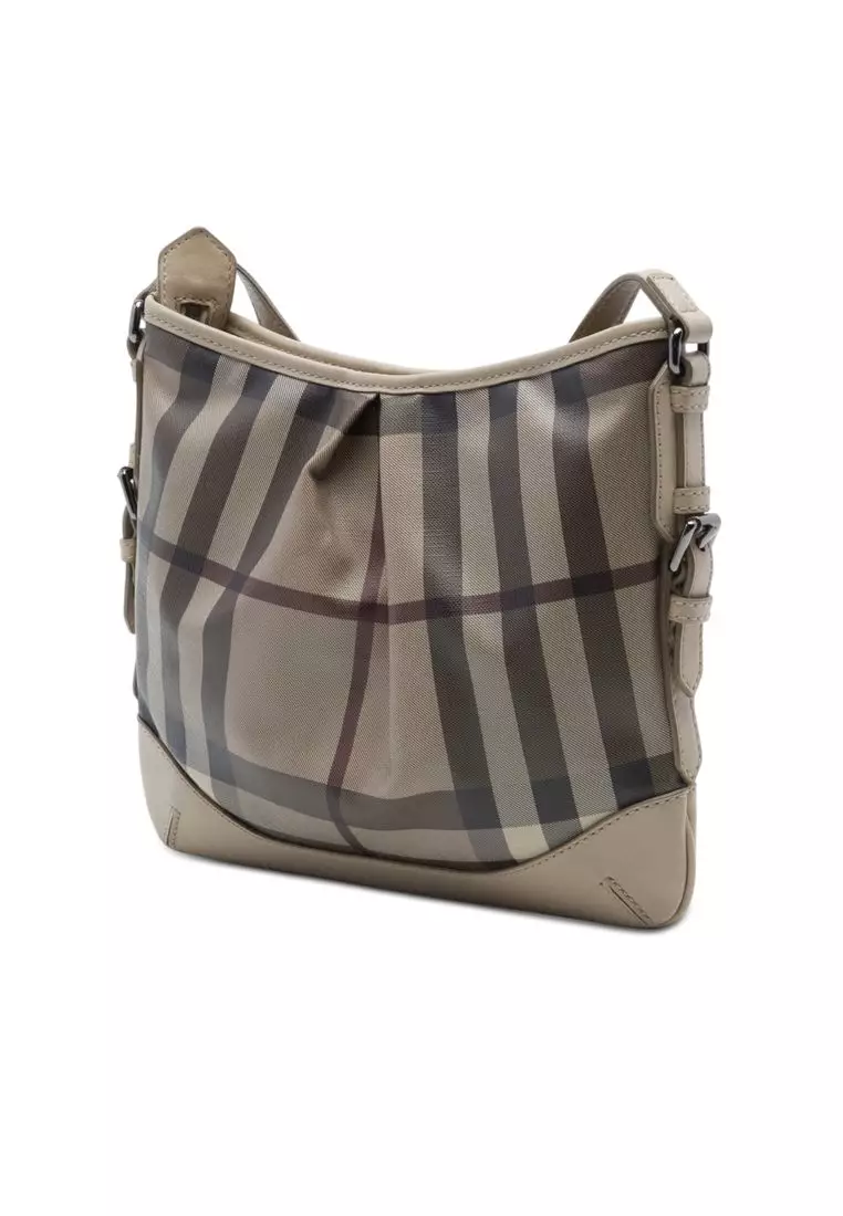 Pre-Loved Burberry Smoke Check Coated Canvas Hartham Crossbody