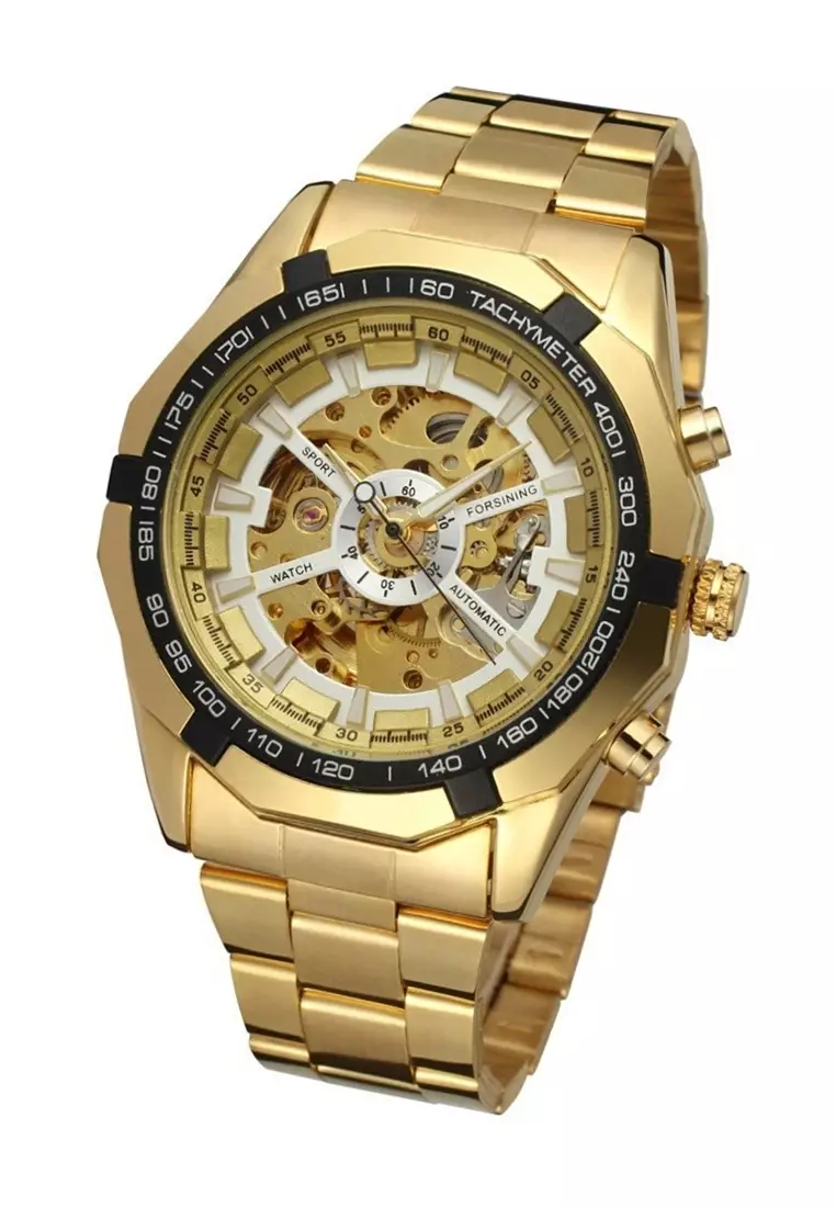 Jam Tangan Kasual Mechanical Luxury Pria Strap Tali Material Stainless Steel OP55 ORIGINAL