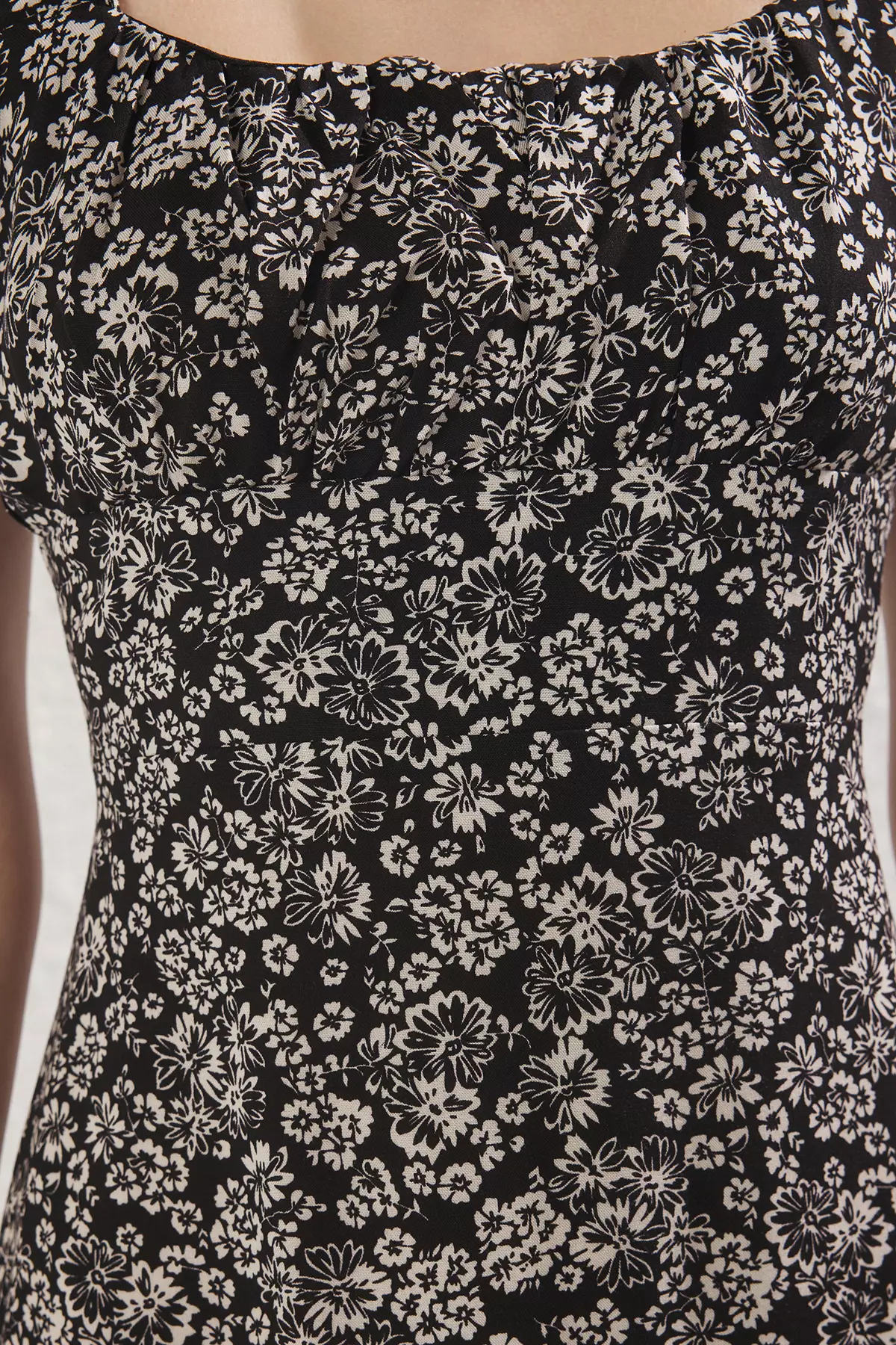 Black Floral Ruffle Maxi Woven Dress TWOSS24EL00613