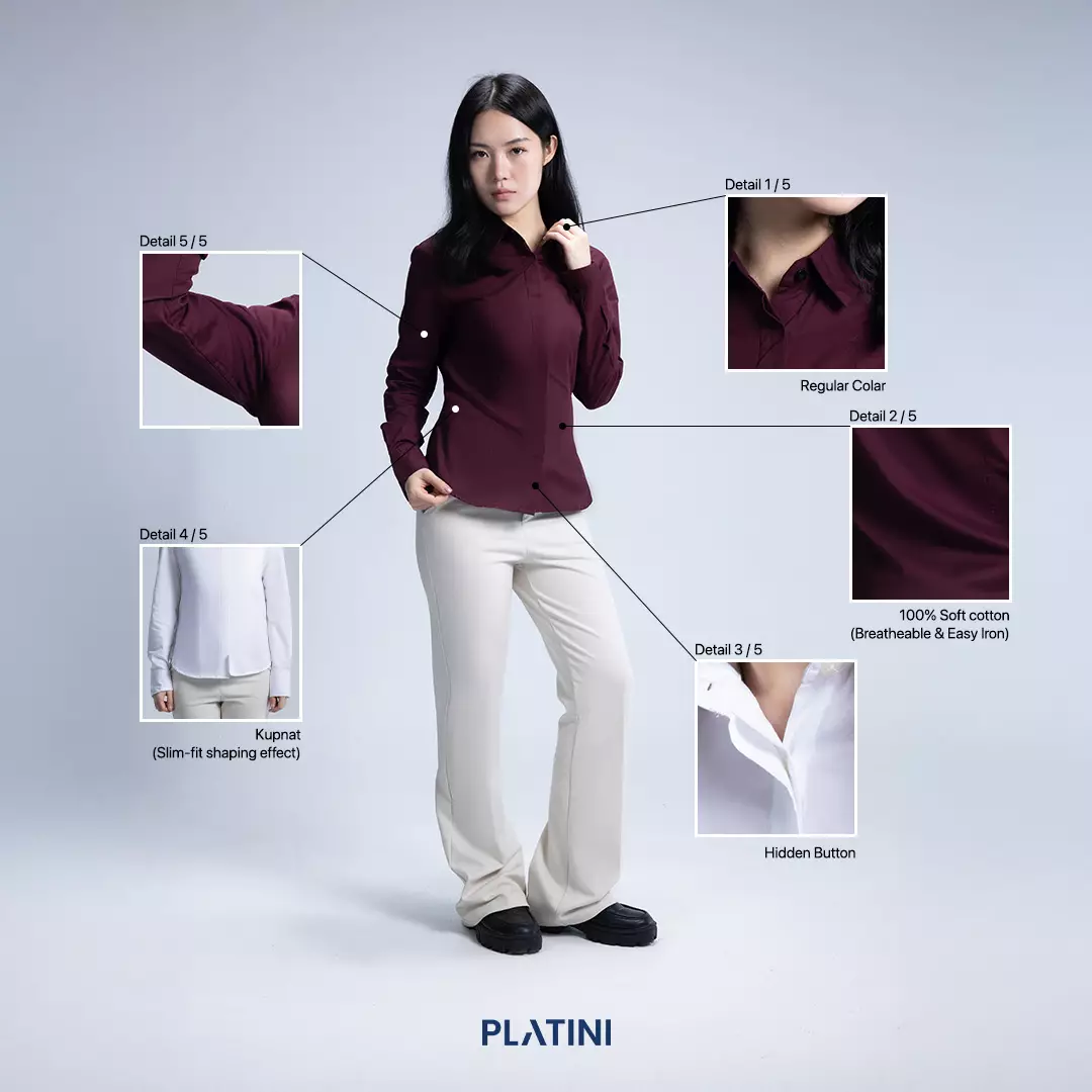 Kemeja Fitted Wanita | Basic Fitted Shirt 62002