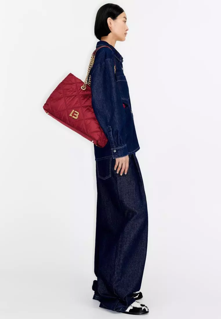 Bimba Y Lola Large Dark Red Padded Shopper Bag