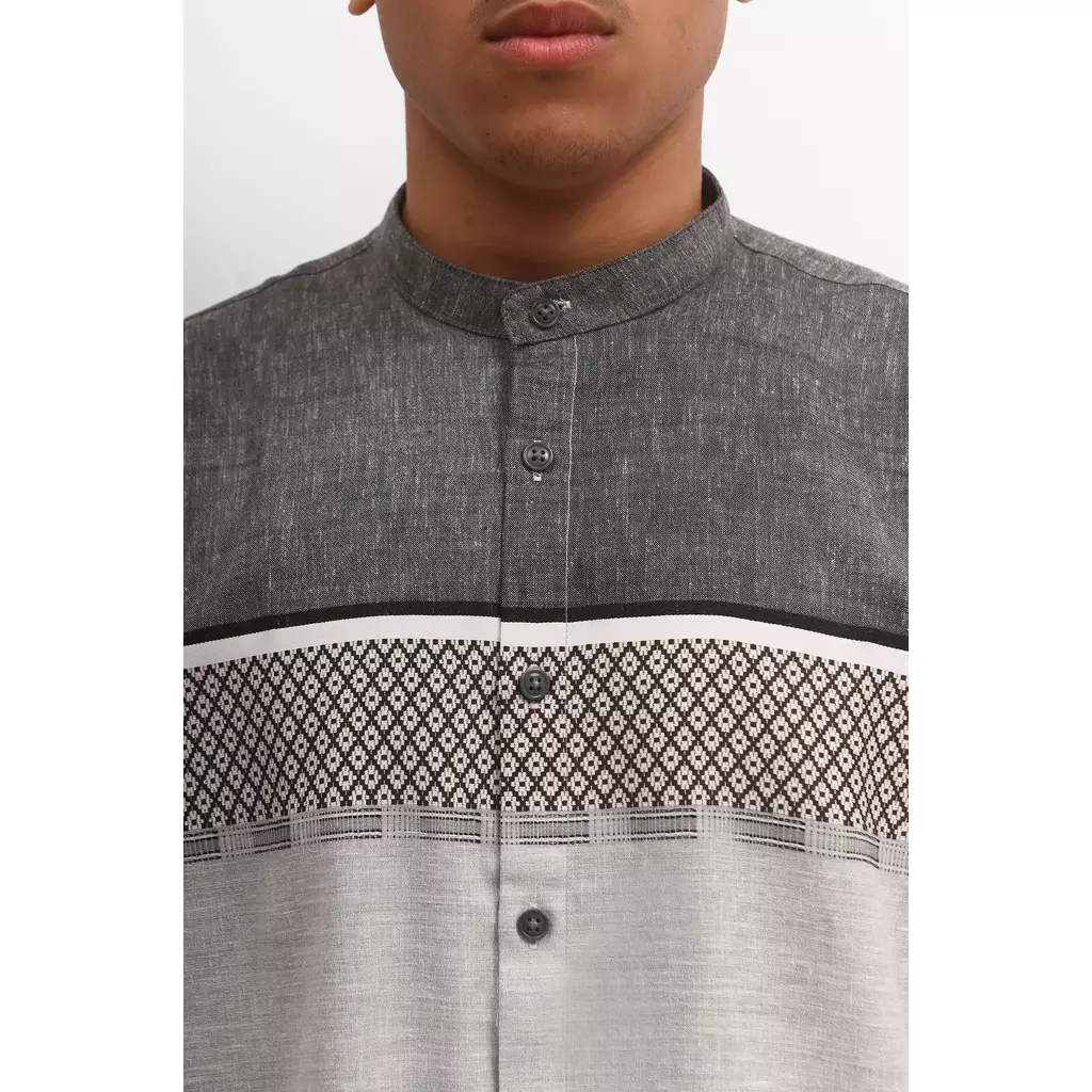 MANZONE Kemeja koko  Lengan Panjang Pria IRSYAD - BLACK