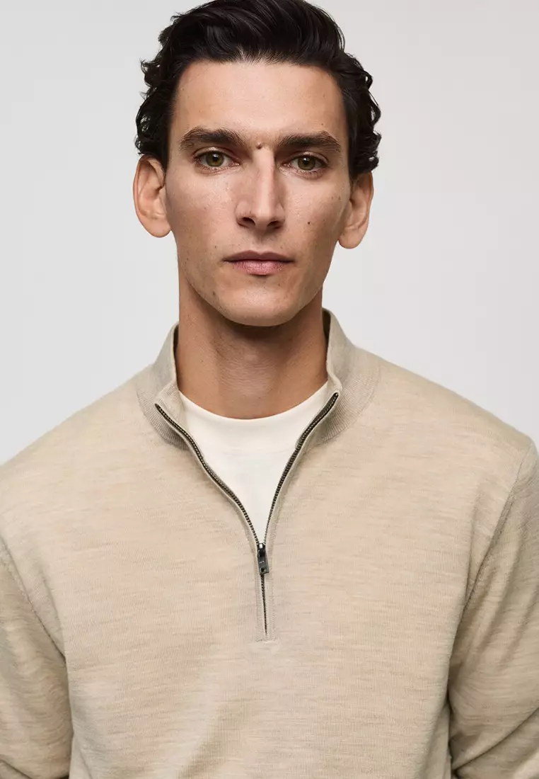 Perkins-Neck Sweater with Zip