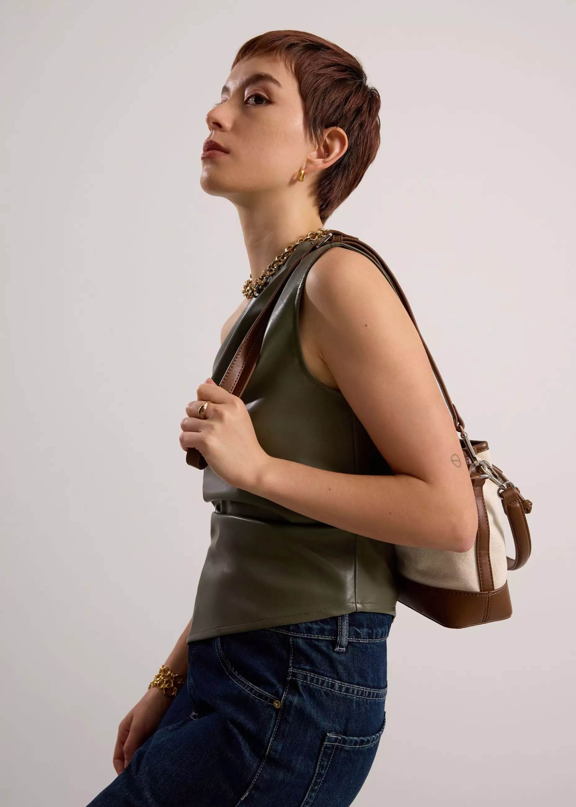 Tas Wanita - Convertible Canvas Bucket Bag