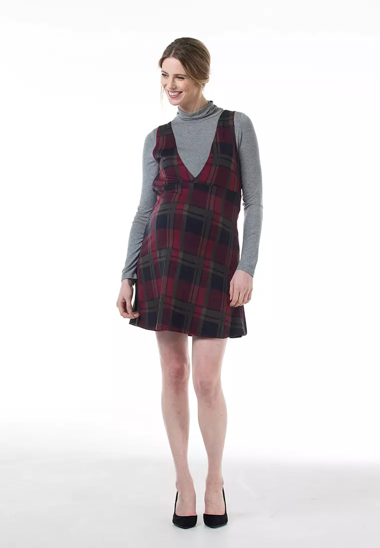 Bove by Spring Maternity Knitted Long Sleeved Coralia V Neck Plaids Nursing  Dress Maroon 2024 | Buy Bove by Spring Maternity Online | ZALORA Hong Kong