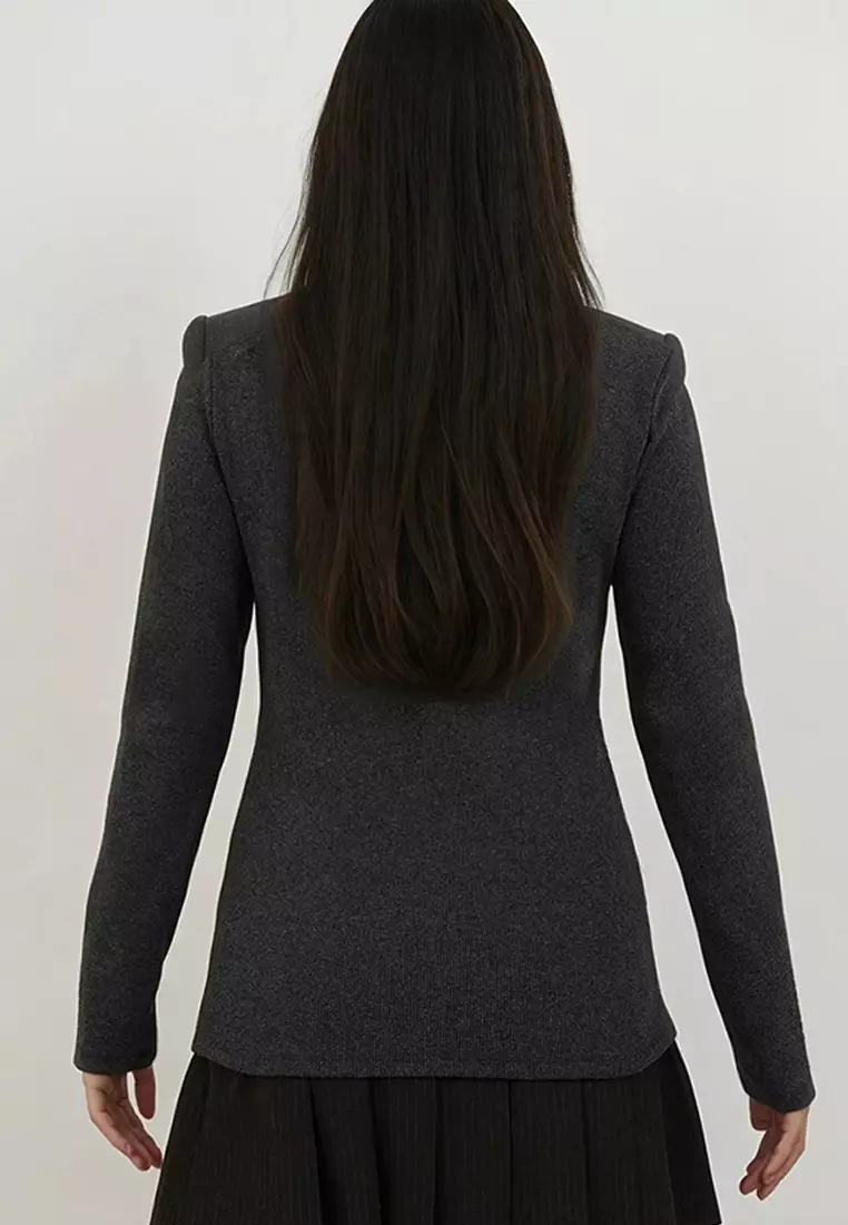 Accessory Detailed Asymmetrical Gathered Blouse