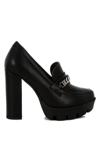 Buy London Rag Black Chunky High Block Heeled Loafers 2023 Online | ZALORA  Singapore