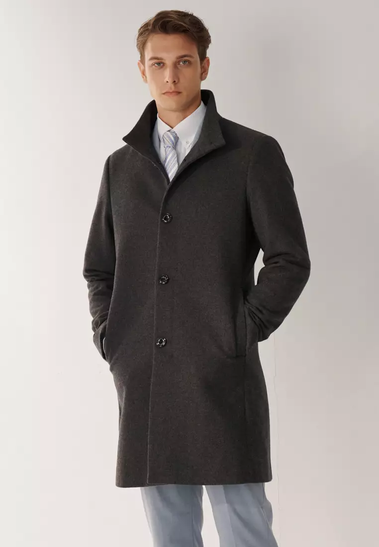 Grey Faux Two-Piece Down Overcoat