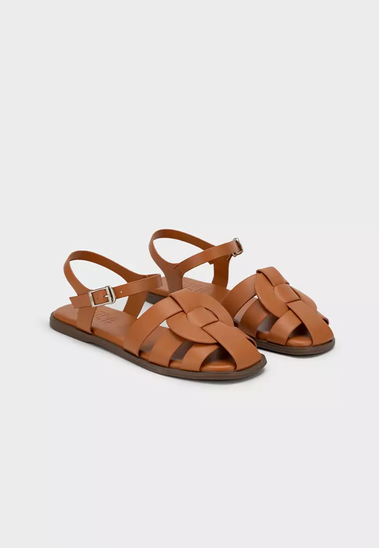 WOVEN STRAP FLAT SANDALS編織平底涼鞋
