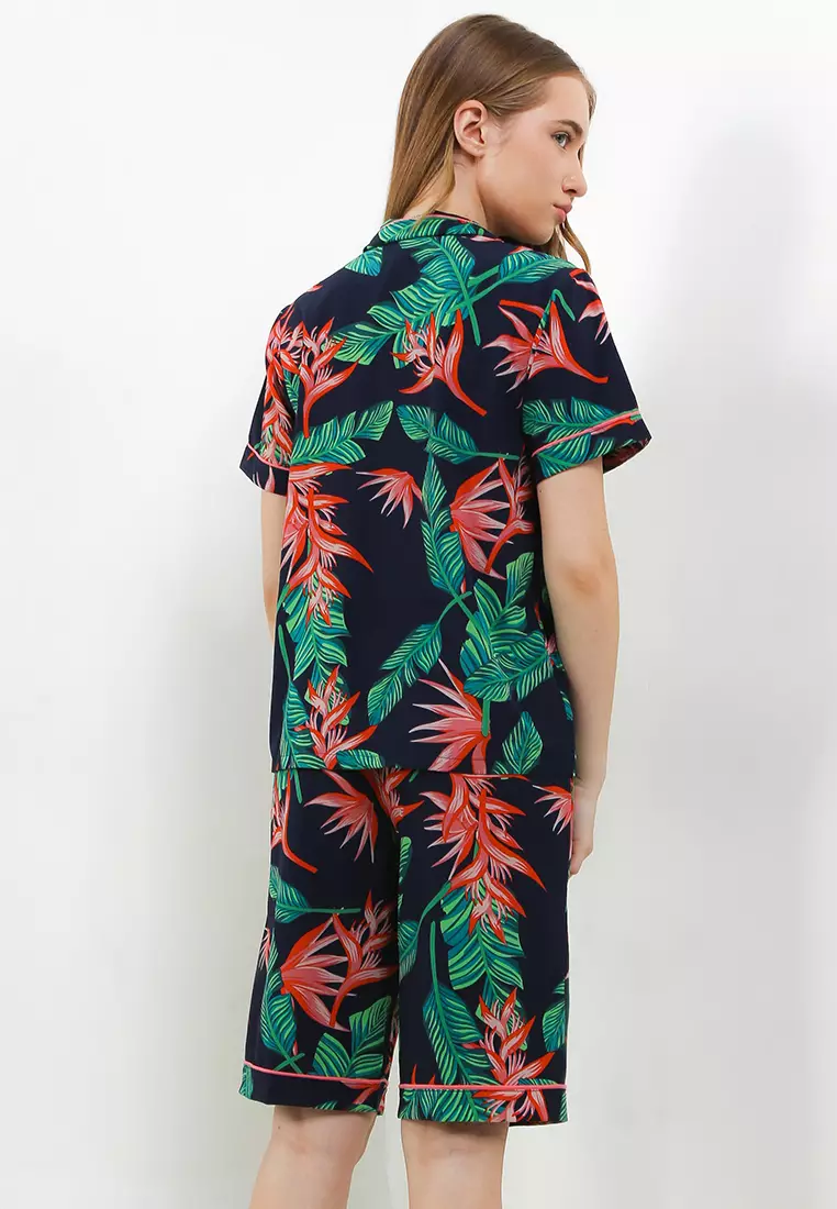 Pyjama Pijama Baju Tidur Satin Silk Short Sleeve Short Pants Sleepwear