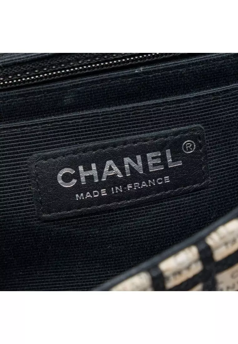 Pre-Loved Chanel Mini Rectangular Tweed  And Ribbon Logo Single Flap