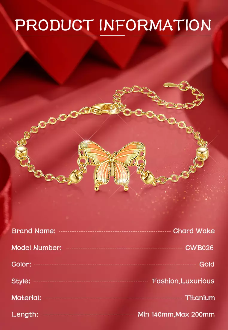 Gelang Wanita Korea Fashion Original Titanium Butterfly Design Kalung Cewek Perhiasan