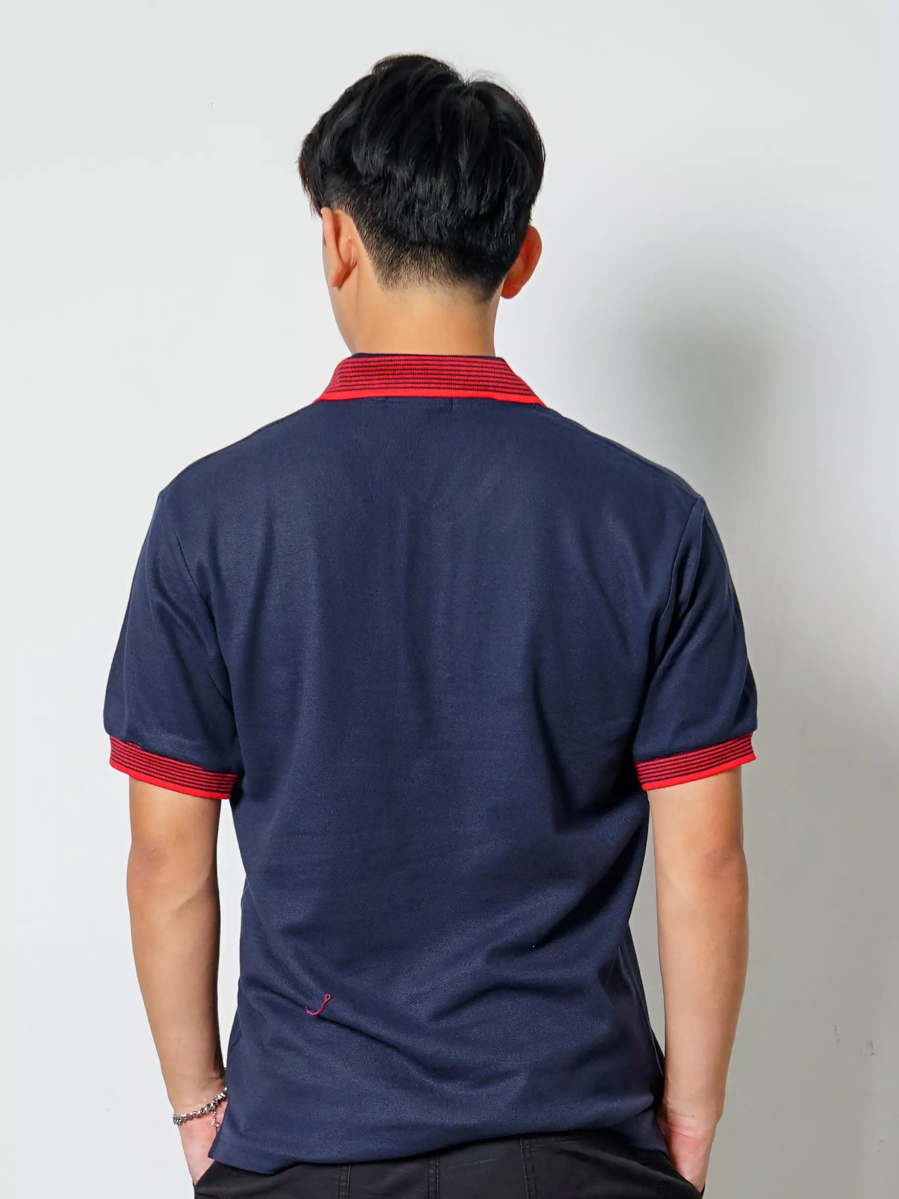 Andre Michel Kaos Polo Shirt Lengan Pendek Navy Lis Merah 922 4