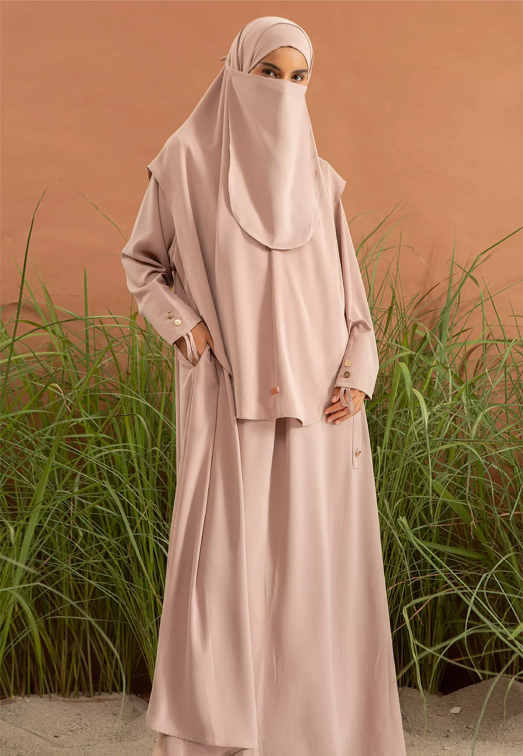 Asma Abaya Set Soft Beige S-M