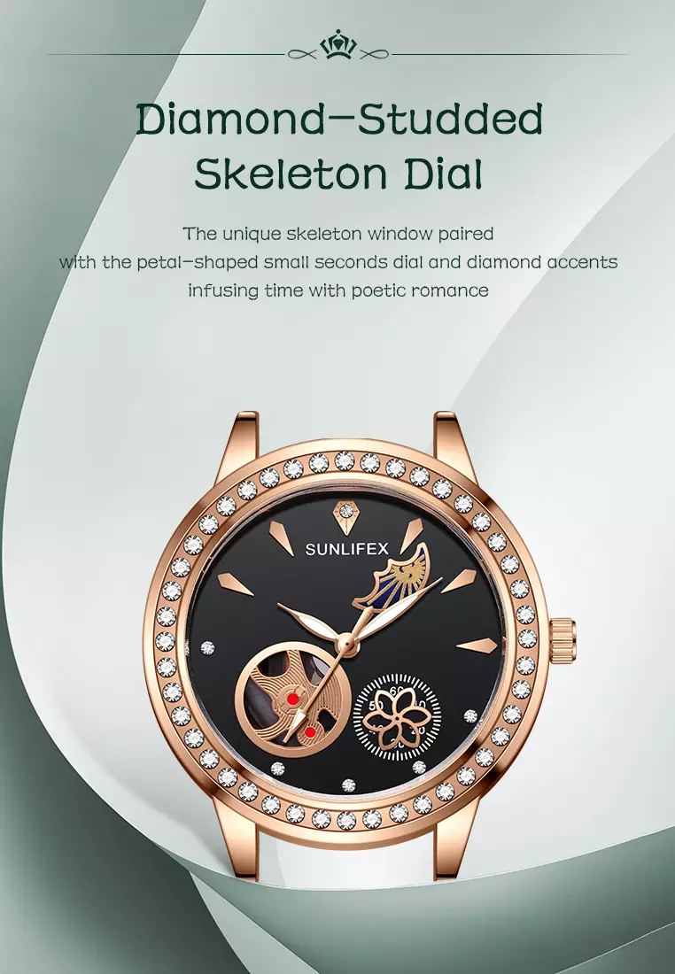 Jam Tangan Wanita E055 Korea Mewah Kuarsa Bercahaya Tali Paduan Jam Tangan Cewek Original black