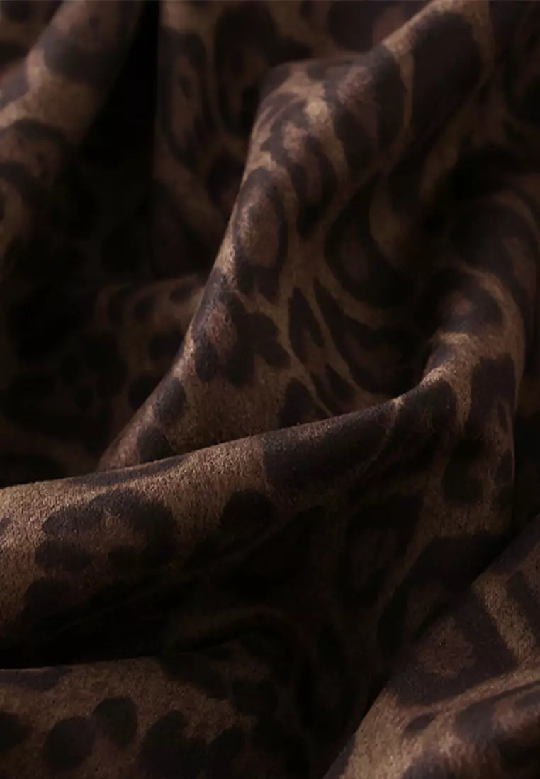 Faux Suede Leopard Print Fishtail Skirt AF9856