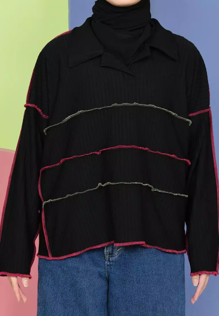 Yuna Playfull Knit Tops - Black M18125 R17S2