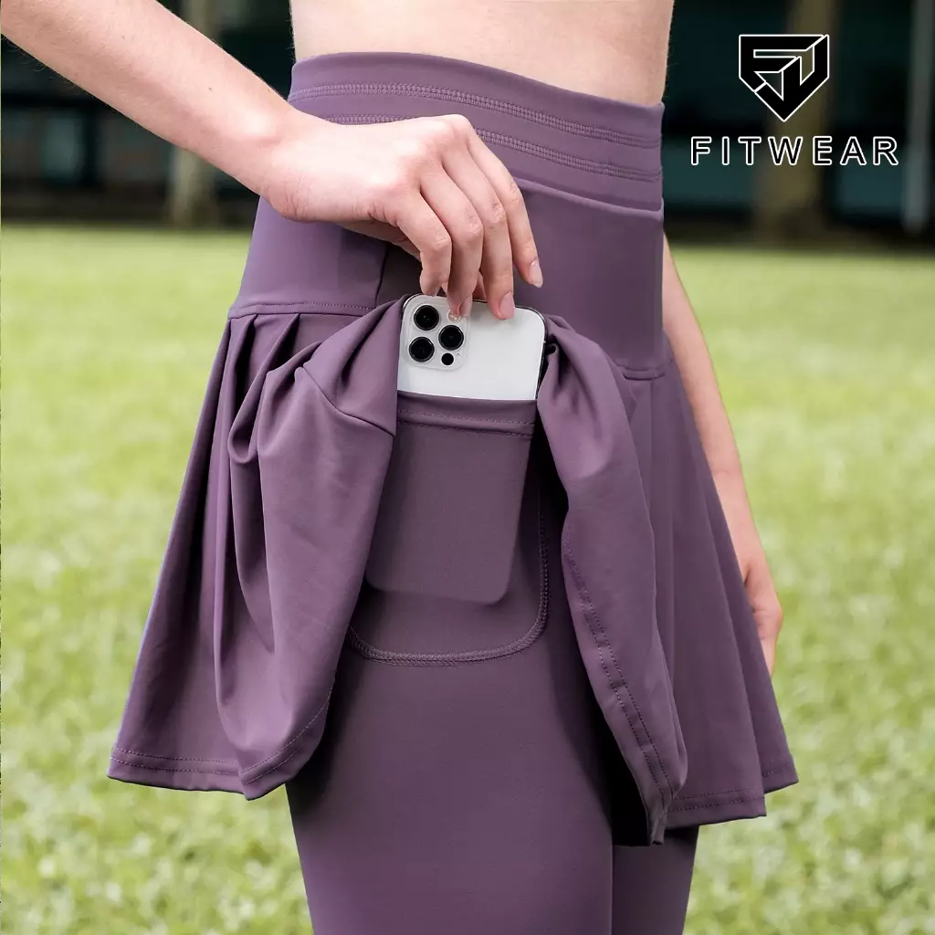 Fitwear Rok + Legging Olahraga Dryfit Wanita SAKURA POCKET FULL WAVE - AMETHYST