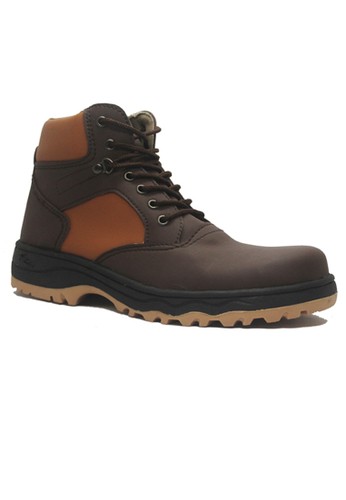 Cut Engineer Safety Boots Iron Combat Leather Dark Brown