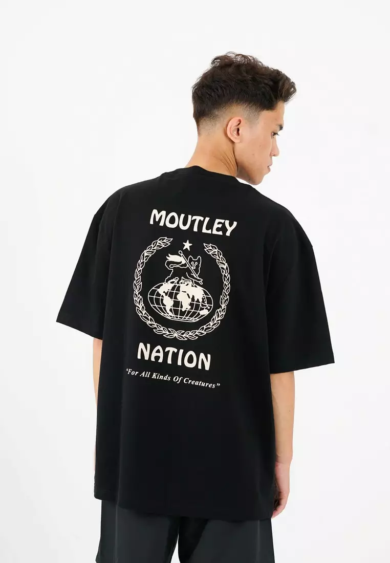Moutley Men's T-Shirt Short Sleeve Oversized Fit Cotton Nation 051224