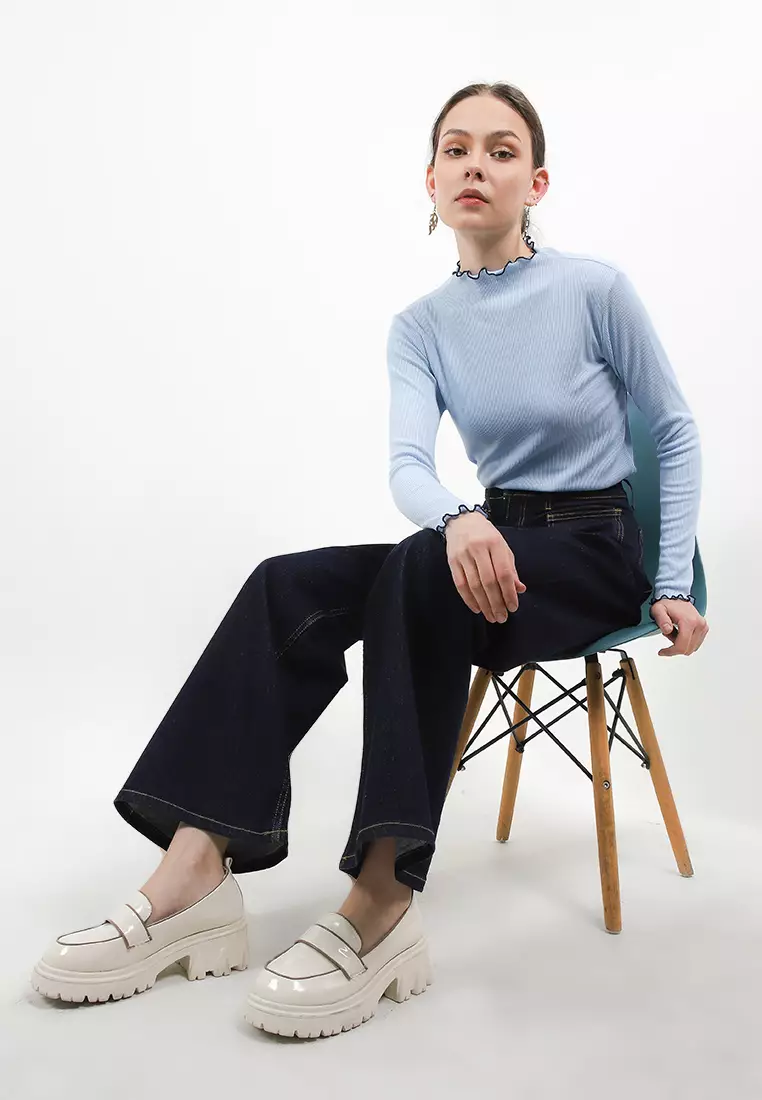 High Waist Wide Leg Stretch Denim Pant FWL375