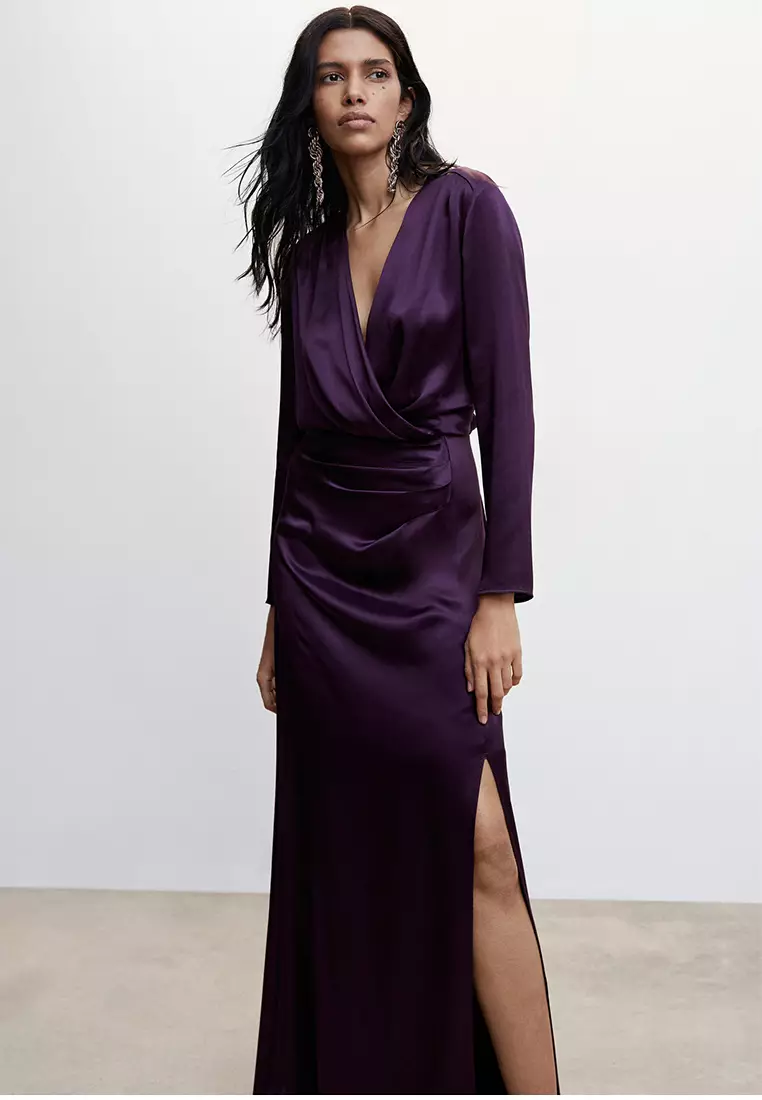 Buy Mango Wrapped Satin Dress 2024 Online | ZALORA Philippines