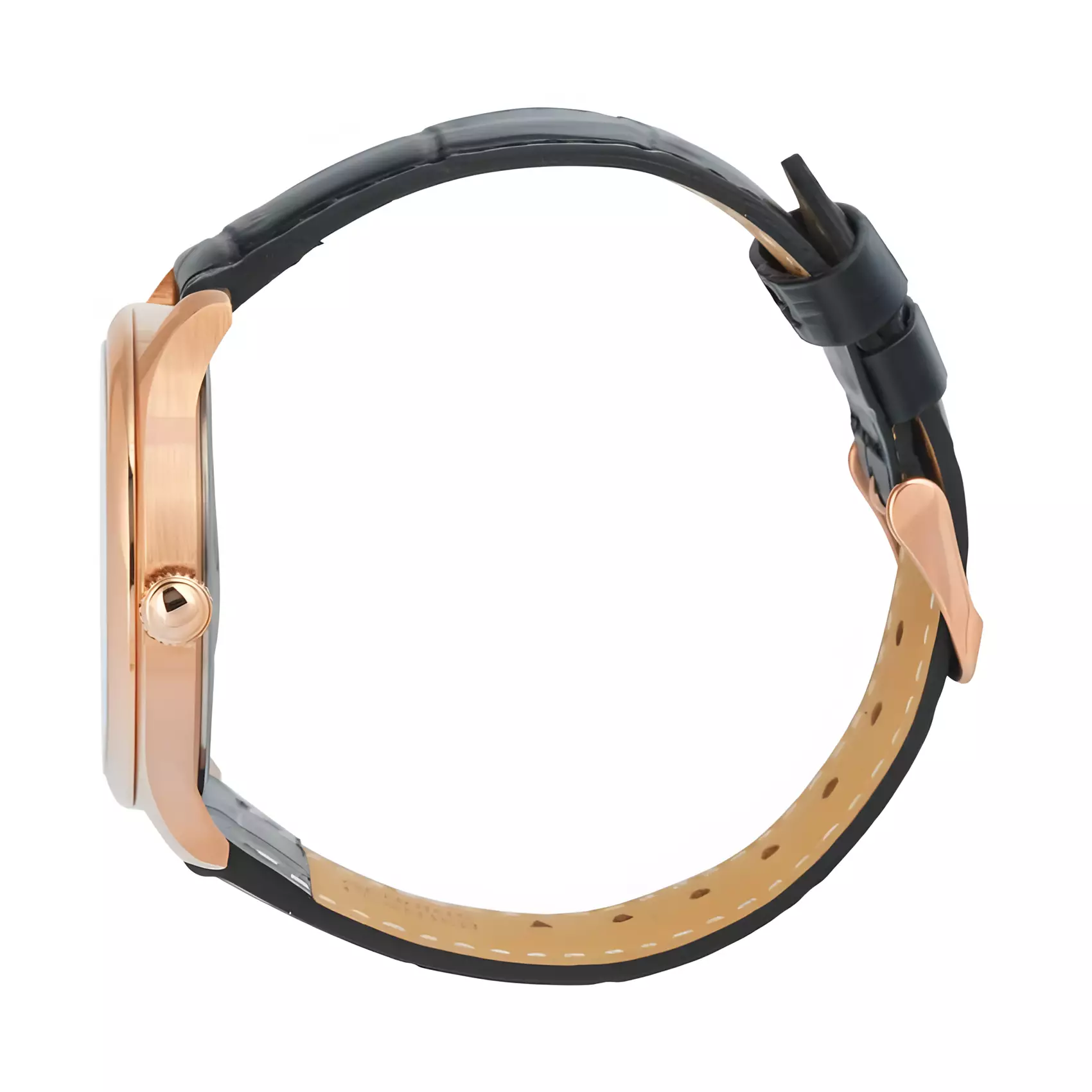 Alexandre Christie Primo Steel - Jam Tangan Analog Pria - Rose Gold Case - Black Leather Strap - 1042 MDLRGSL