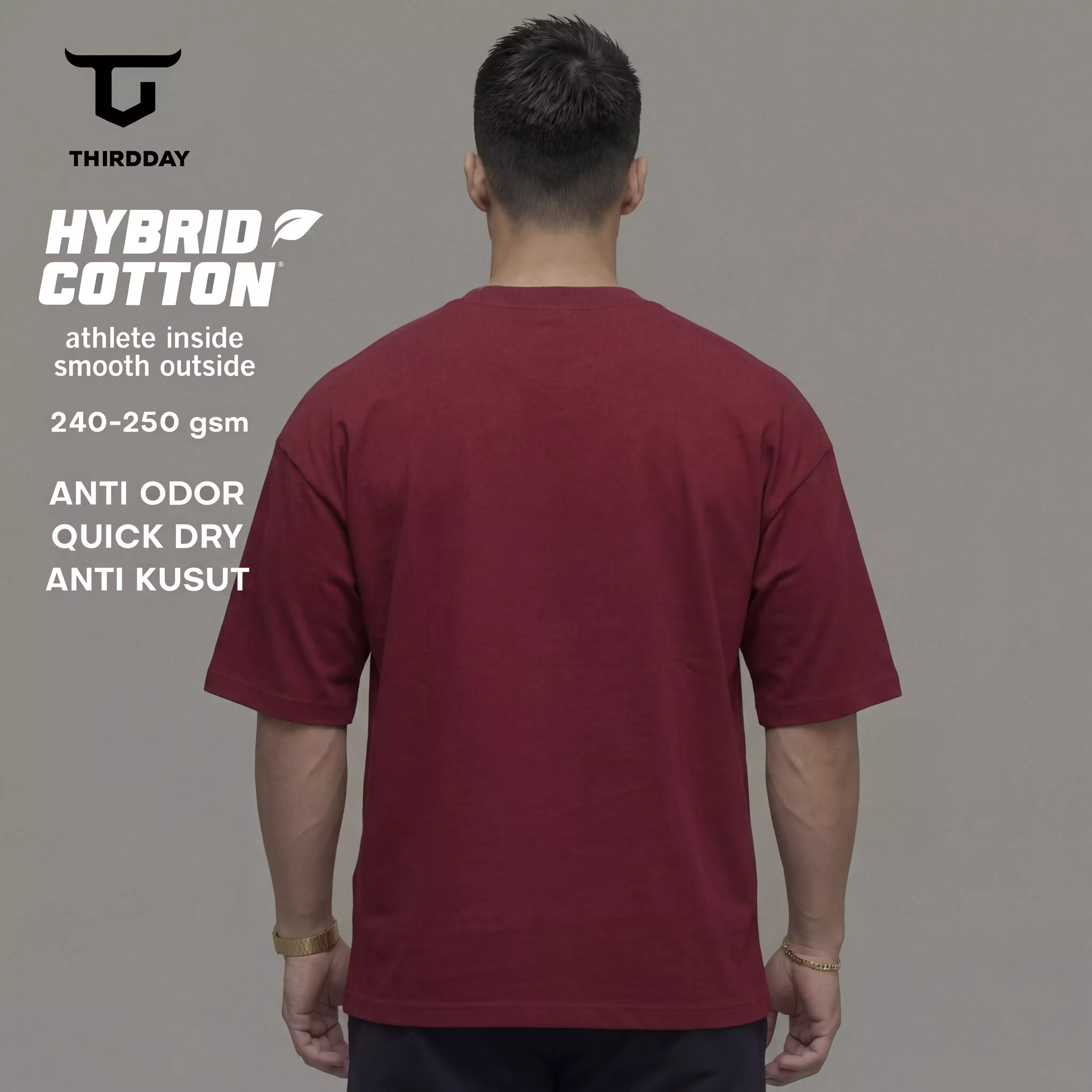 THIRDDAY Kaos Oversize Gym Piped Tracktop Cotton Hybrid 240gsm maroon MTZ10