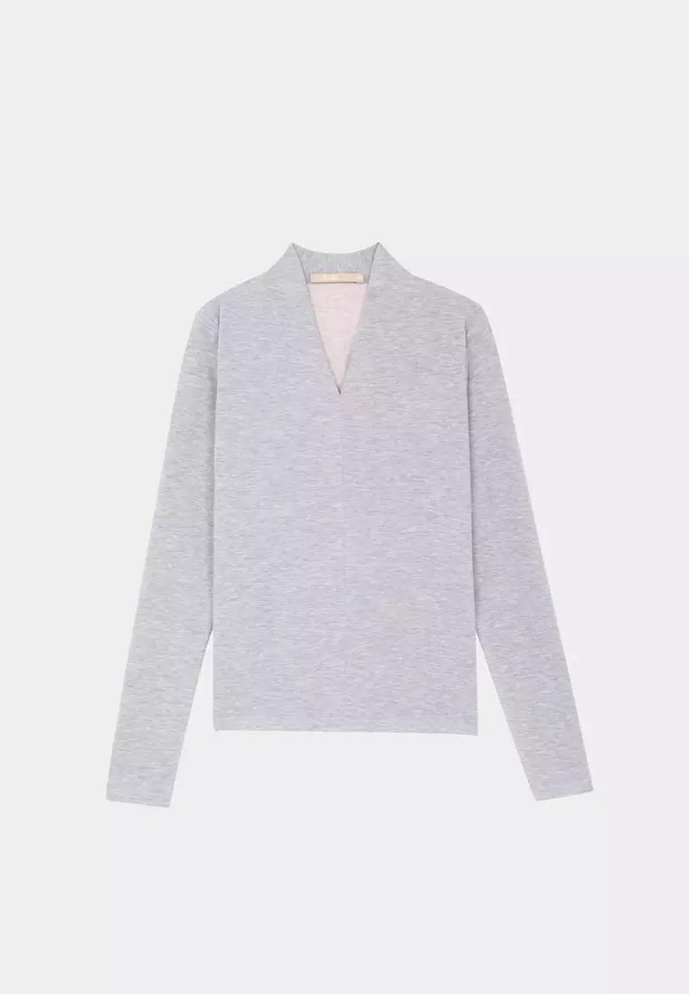 Gray V-neck T-shirt
