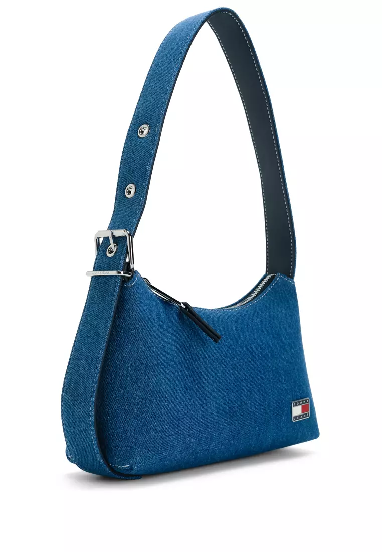 Logo Plaque Denim Shoulder Bag - Tommy Jeans