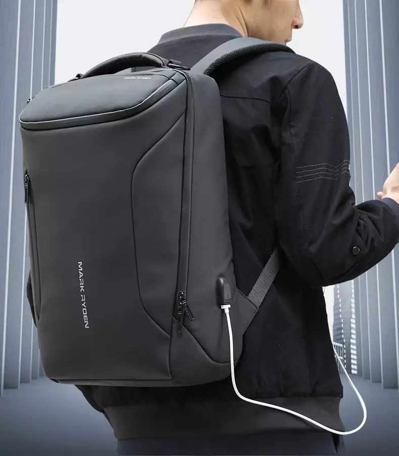 Mark Ryden MR9031 Tas Ransel Backpack Laptop Pria 15.6 Inch USB - BLACK