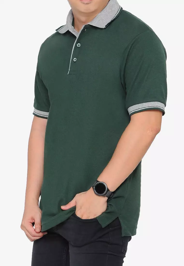 Andre Michel Kaos Polo Shirt Lengan Pendek Kerah Abu Hijau Botol 933-65