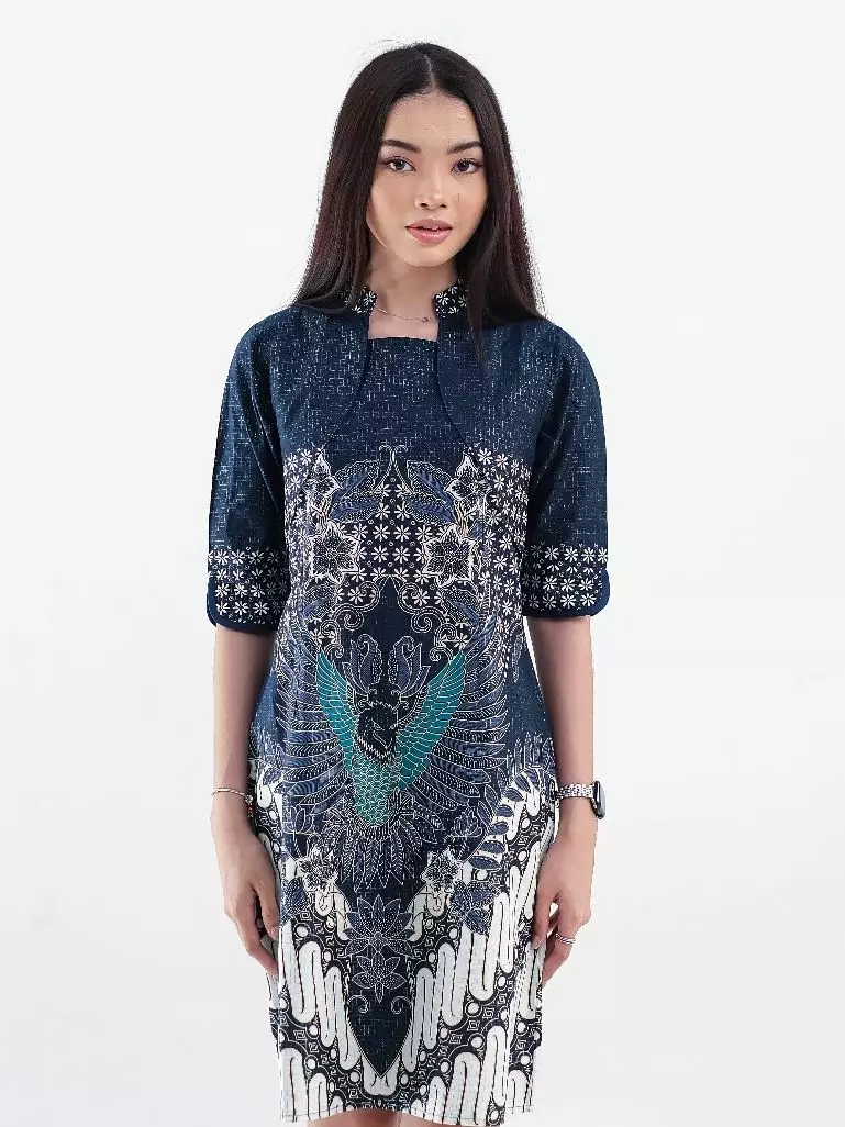 Parama Blue Dress Wanita  Foil