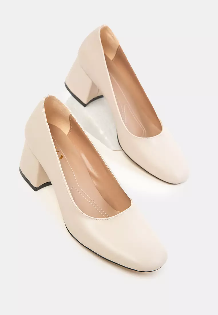 Beige Women'S Classic Heeled Shoes 20808