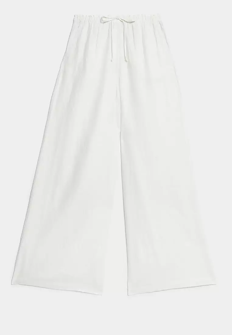 Pure Linen Palazzo Trousers